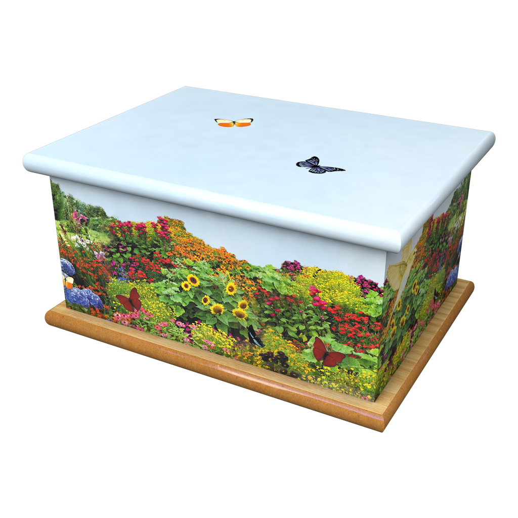 Cottage Garden Wooden Cremation Ashes Urn Adult Urns UK