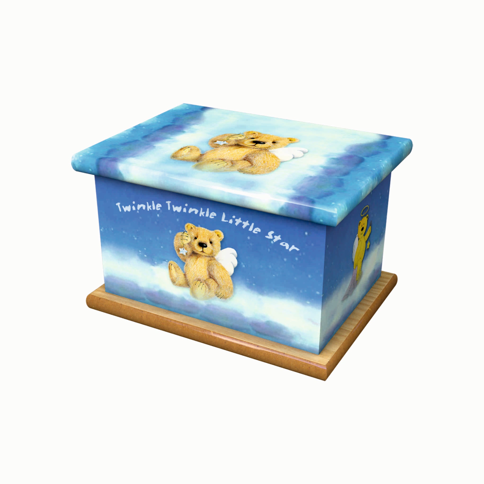 Twinkle Twinkle Blue Wooden Child Ashes Urn
