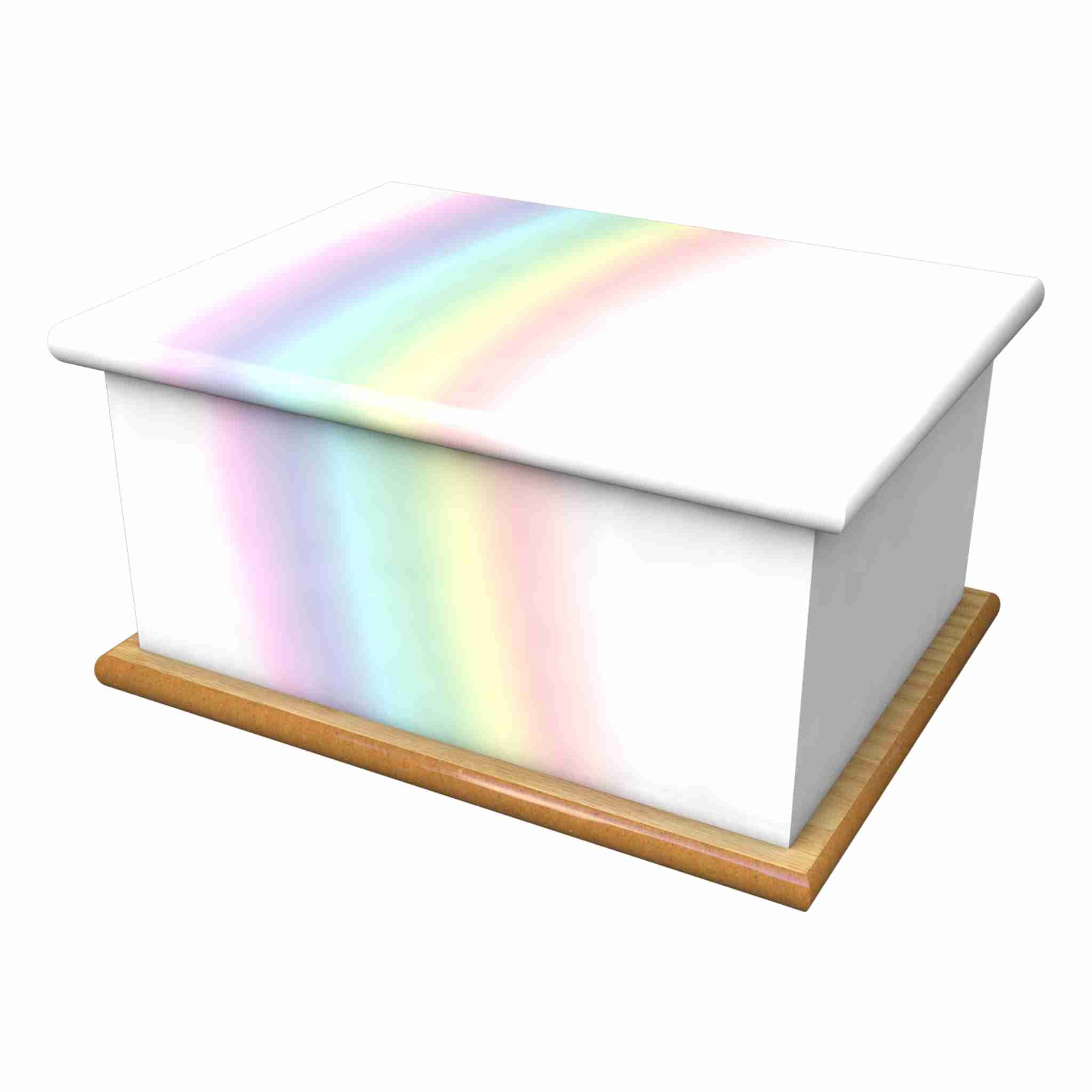 Wooden Urn White Rainbow Adult