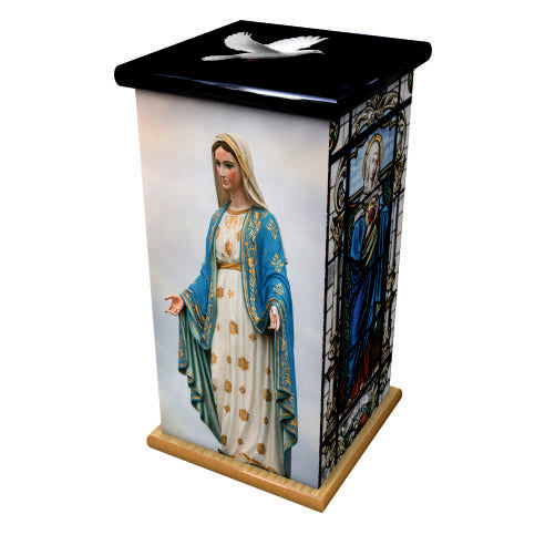 Wooden Urn Mother Mary – Tall Adult