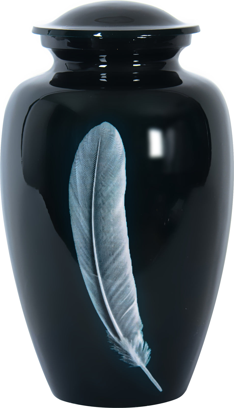 Black Feather Cremation Ashes Urn