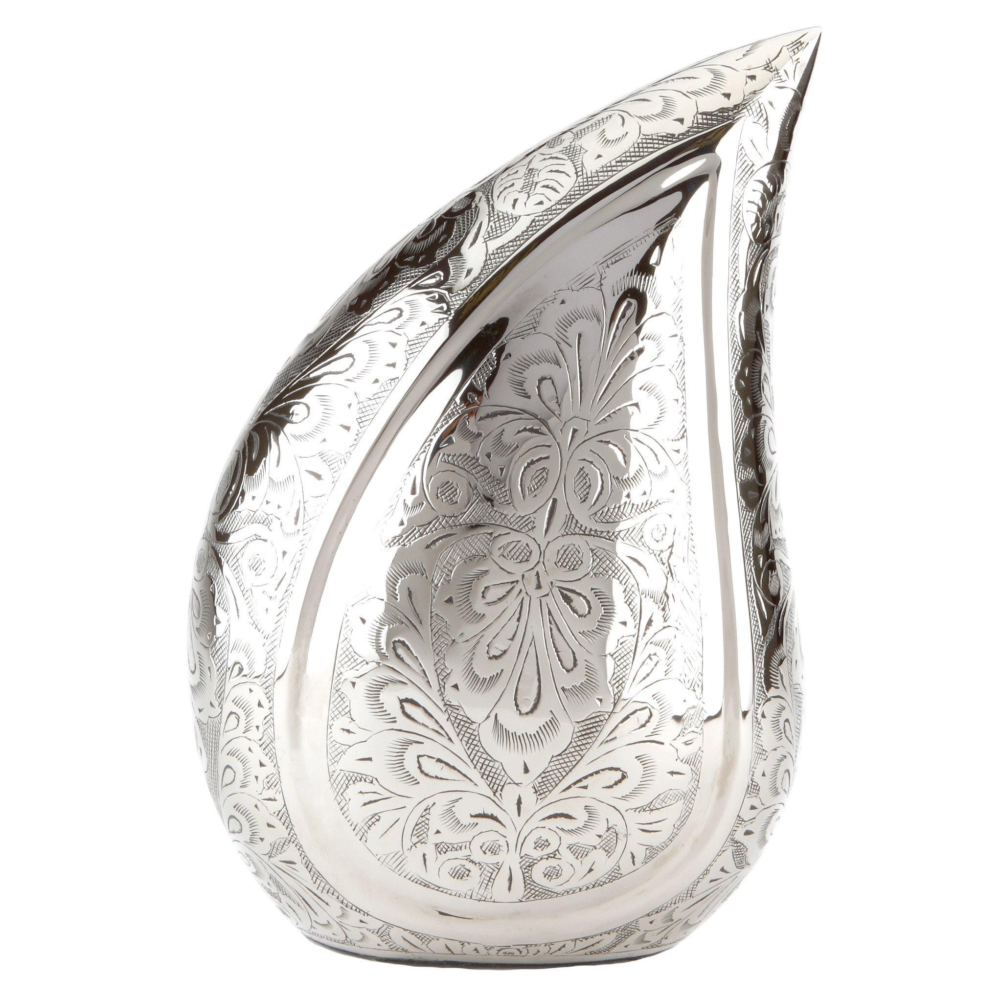 Torquay Teardrop Silver Engraved Cremation Ashes Urn RC