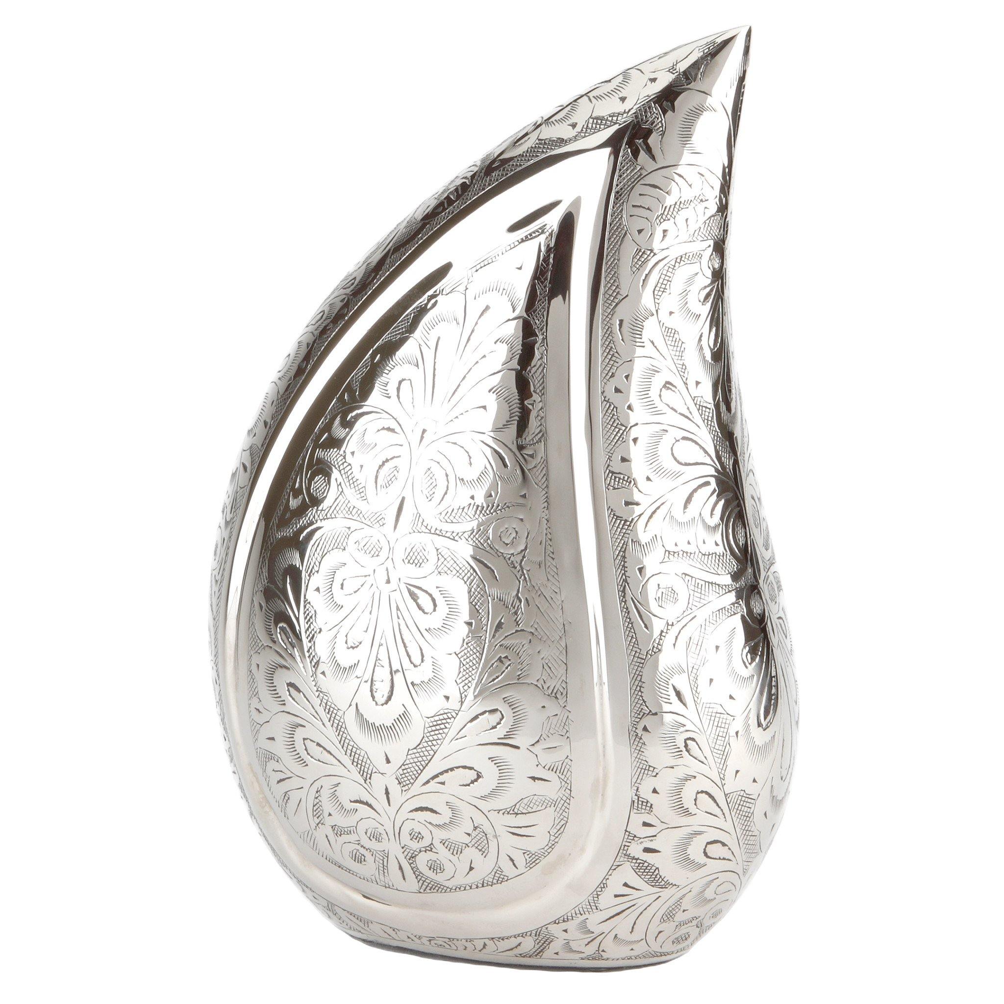 Torquay Teardrop Silver Engraved Cremation Ashes Urn RC
