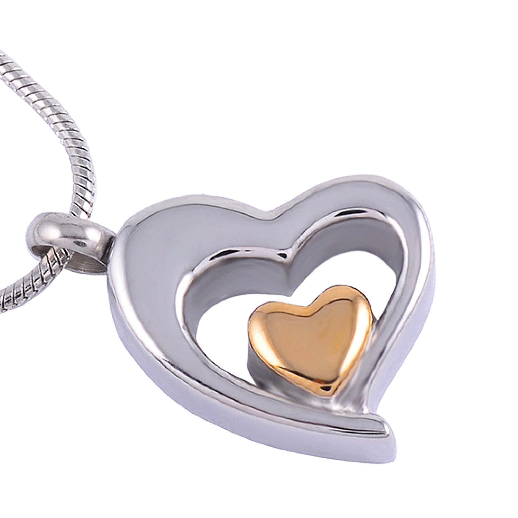 Teadrop Heart in Heart Cremation Ashes Pendant Design 60 Urns UK