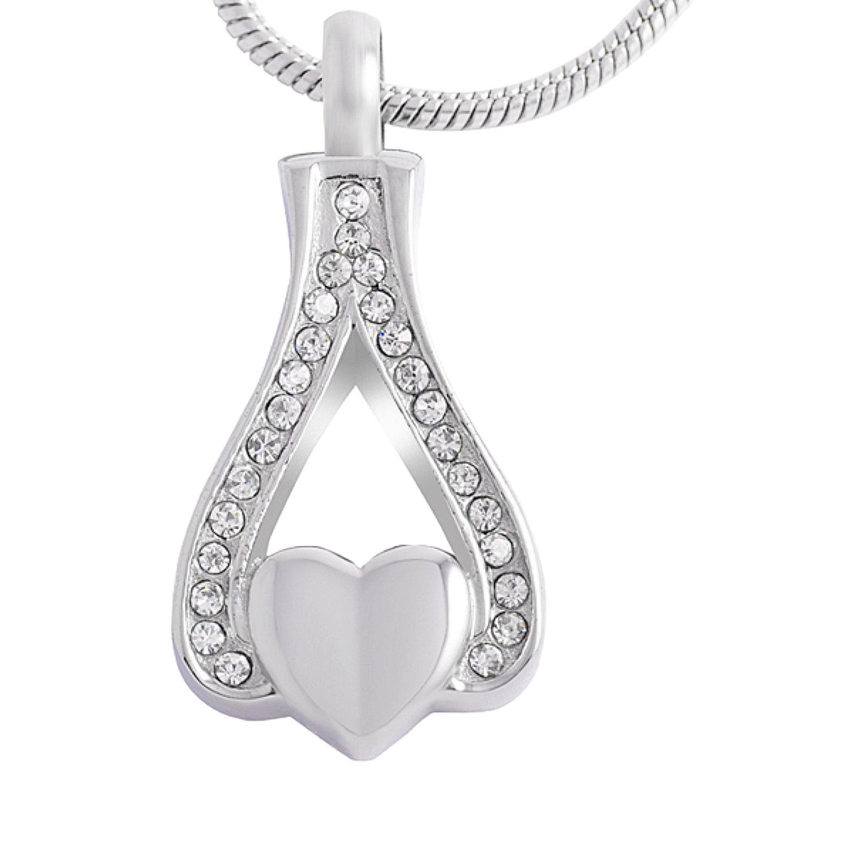 Heart with Side Diamond Cremation Ashes Pendant Design 63 IMP