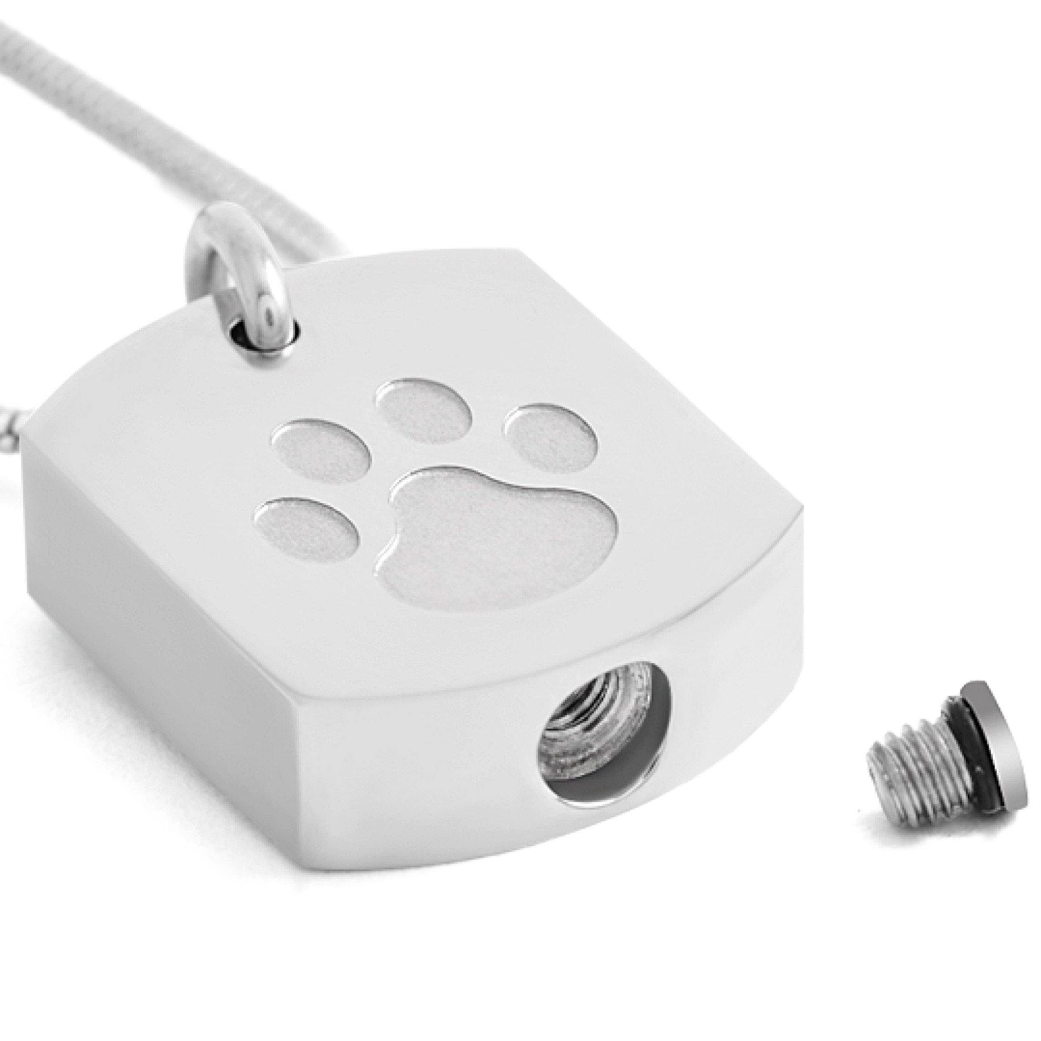 Square with Paw Cremation Ashes Pendant Design 77 Urns UK