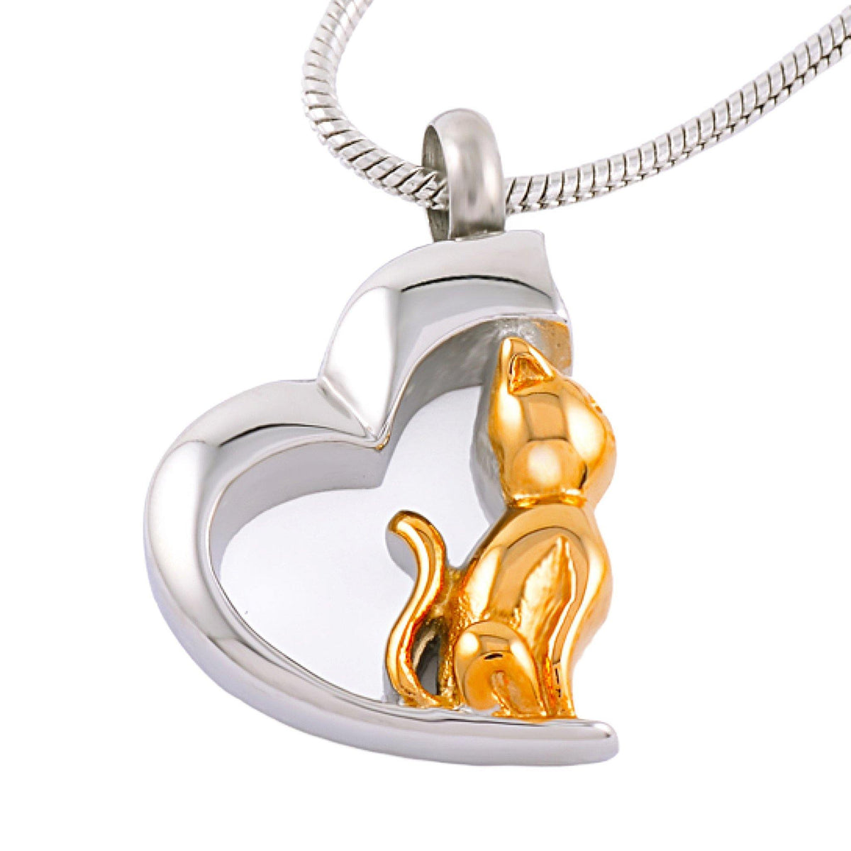 Heart with Cat Cremation Ashes Pendant Design 78B IMP