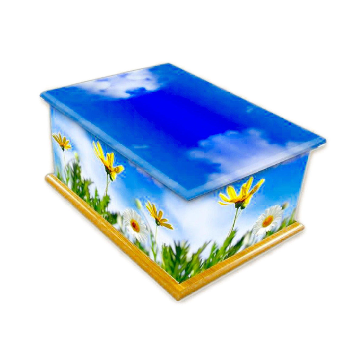 Yellow Daisy Wooden Cremation Ashes Urn Adult COL