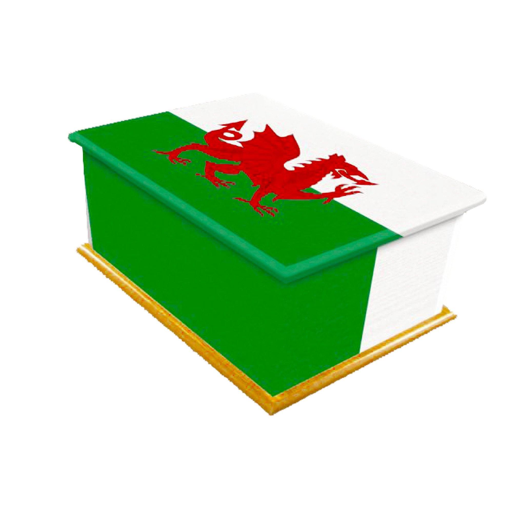 Welsh Flag Wooden Cremation Ashes Urn Adult COL