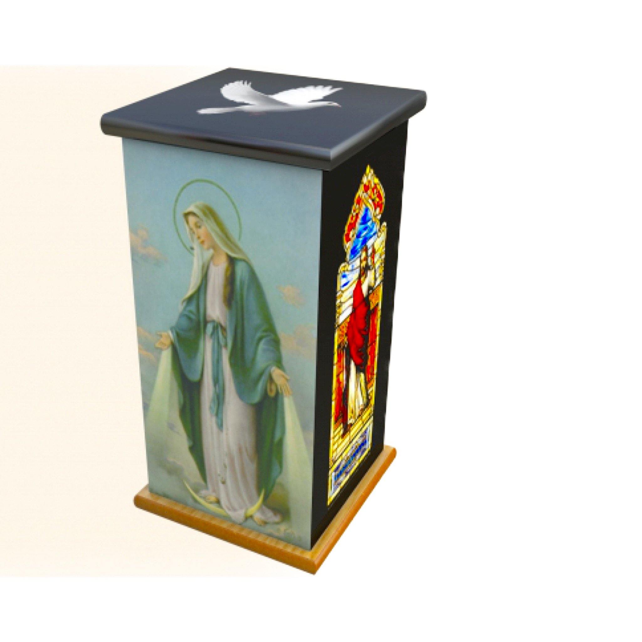 Wooden Urn Mother Mary – Tall Adult COL