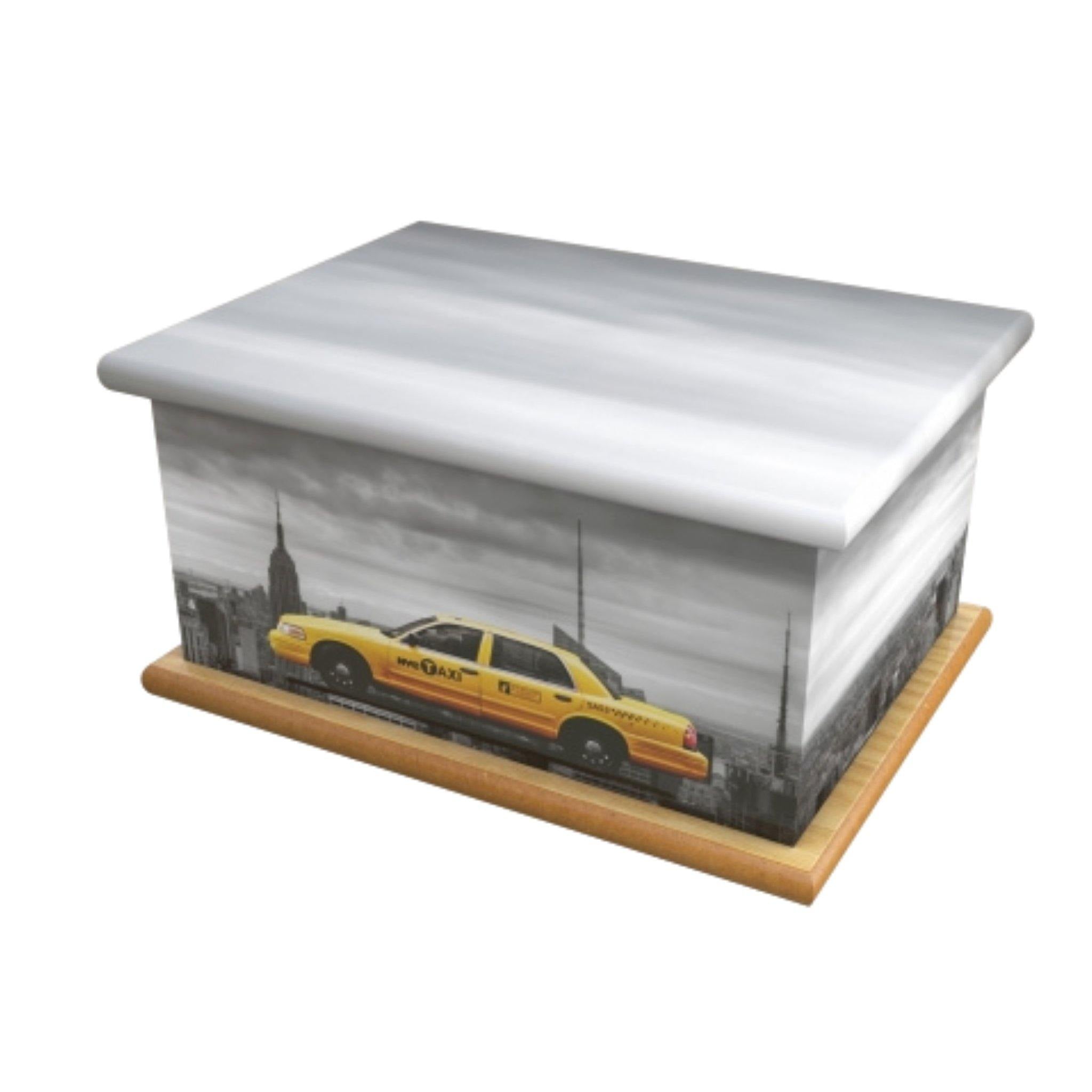 Wooden Urn New York Taxi Skyline Adult COL