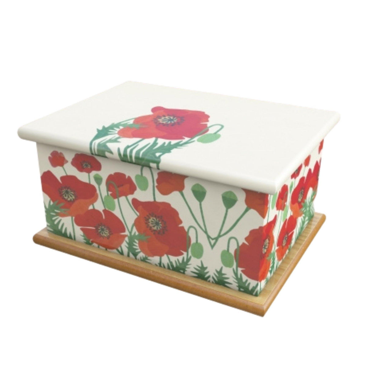 Wooden Urn Poppies Adult COL