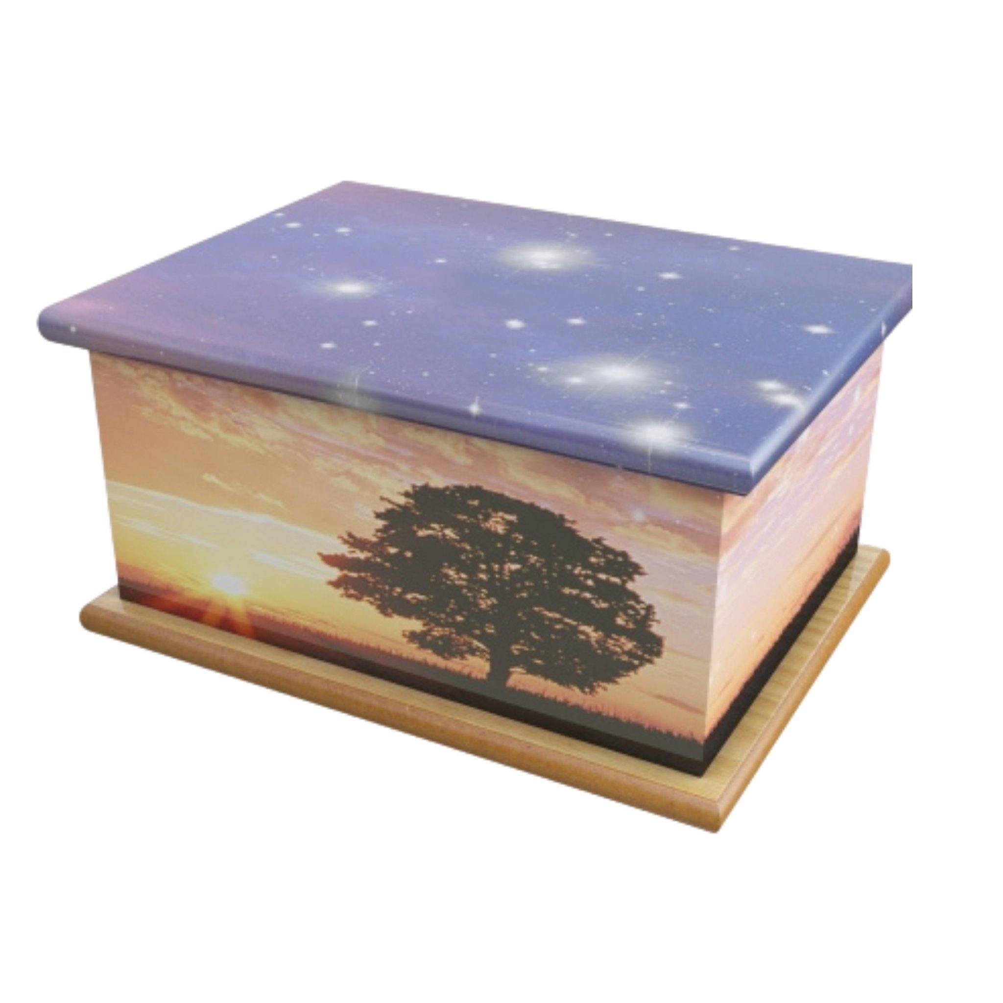 Wooden Urn Starry Sunset Adult COL