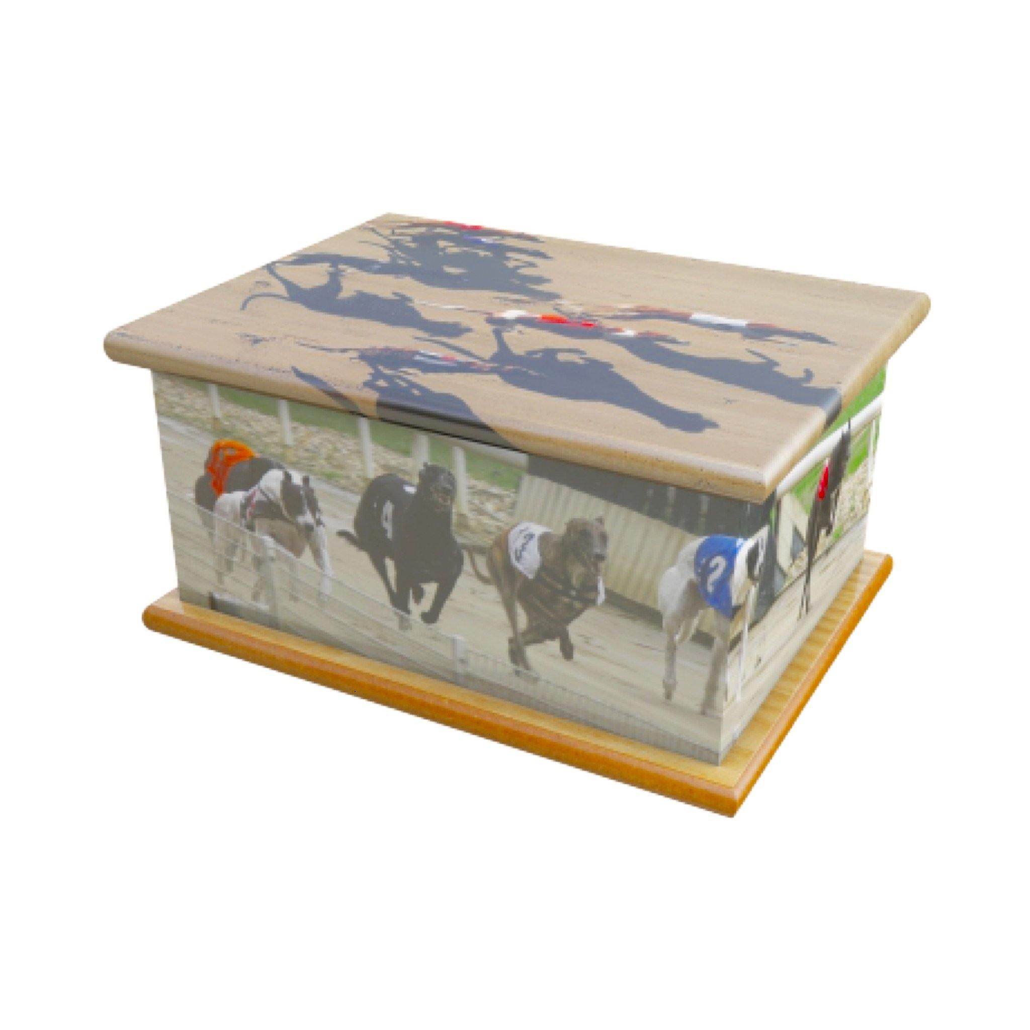 Wooden Urn Racing Hounds Adult COL