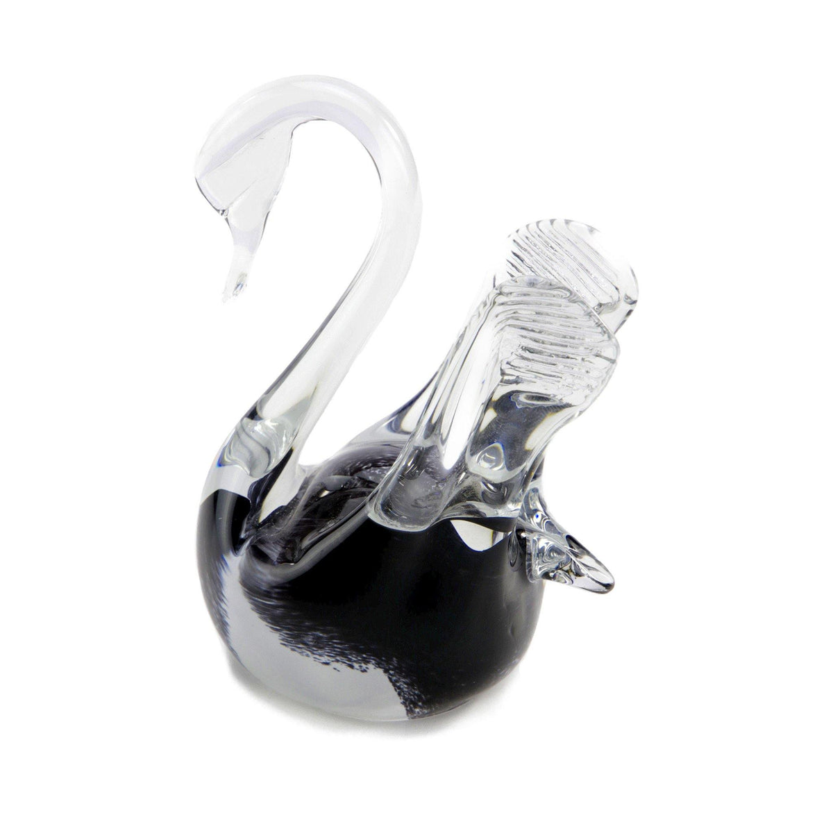 Swan White / Black Glass Keepsake Ashes Urn EEU